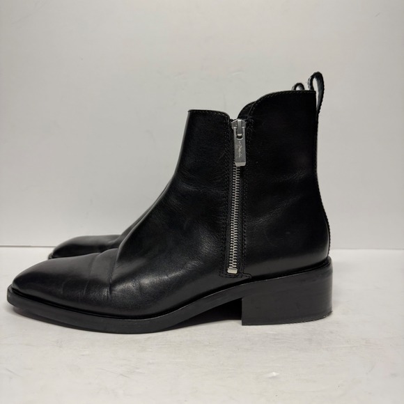 3.1 Phillip Lim Alexa Ankle Boot Black Leather Zip Square Toe Bootie Size 10 - Picture 4 of 11
